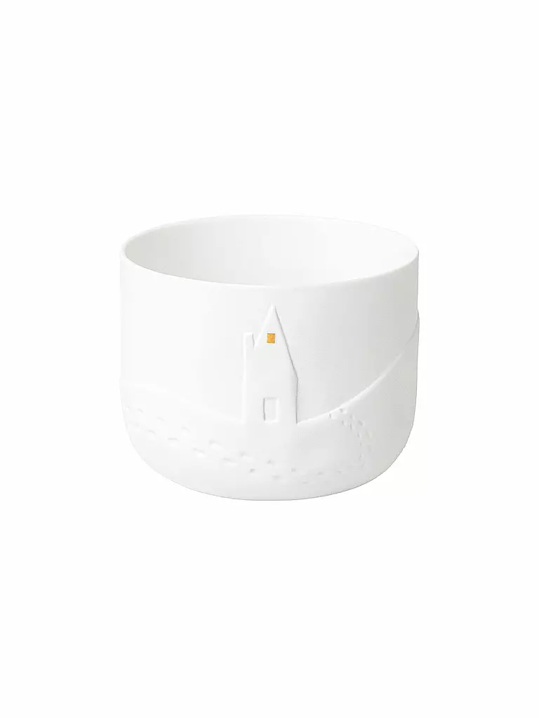 RAEDER | Candelabro para vela de té 9cm DÍA DE NIEVE Huellas | Blanco