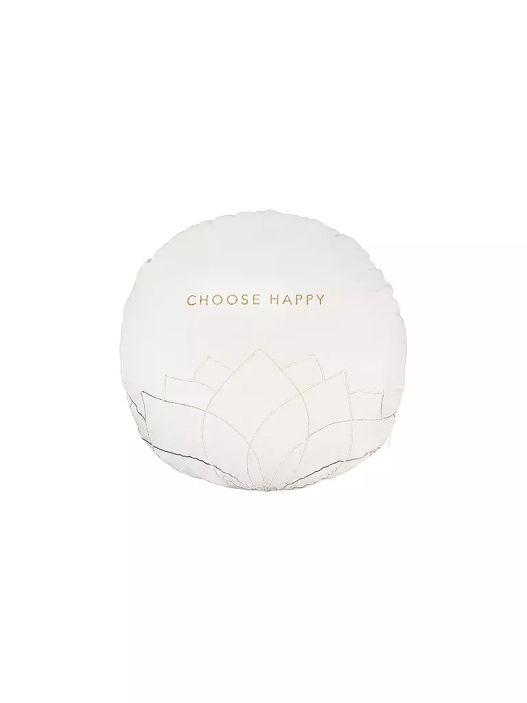 RAEDER | Cojín ZEN SPIRIT 50cm redondo Choose Happy | Blanco