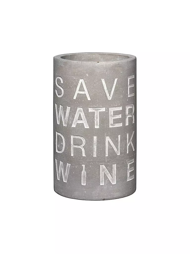 RAEDER | Enfriador de botellas de hormigón de 21 cm "Save Water - Drink Wine" | grau