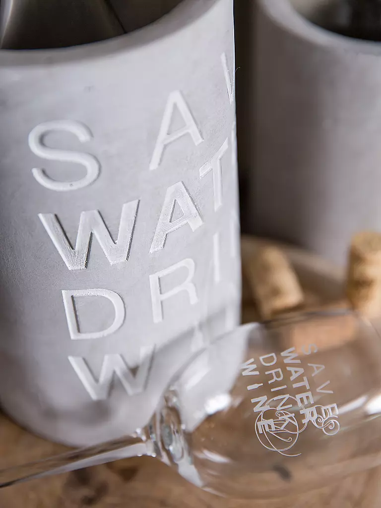 RAEDER | Enfriador de botellas de hormigón de 21 cm "Save Water - Drink Wine" | grau