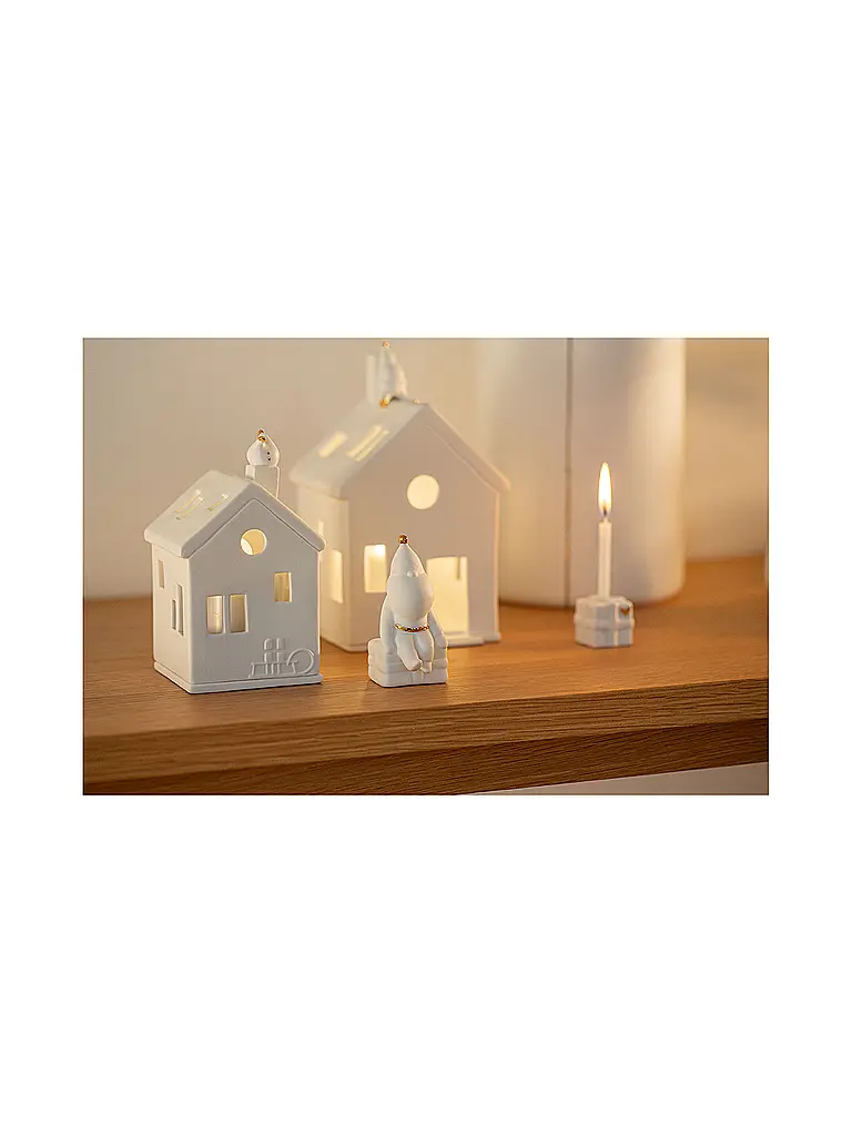 RAEDER | Figura navideña de porcelana Papá Noel sentado | Blanco