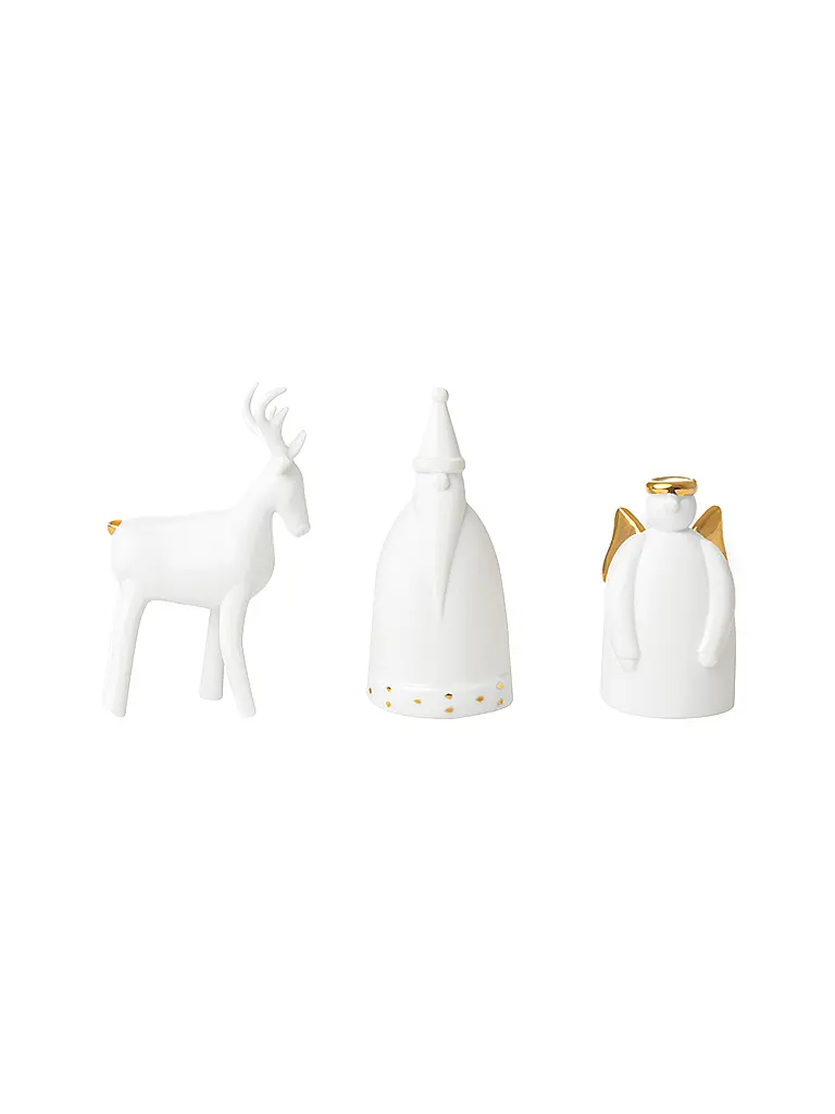 RAEDER | Figuras navideñas, juego de 3, blanco | Blanco