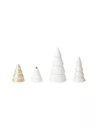 RAEDER | Figuras navideñas, juego de 4 abetos de porcelana | Blanco