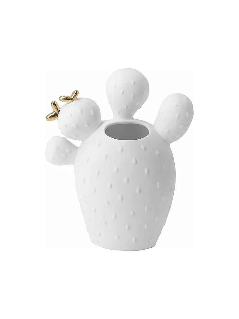 RAEDER | Jarrón 12,5X6X15cm Cactus chumbera | Blanco