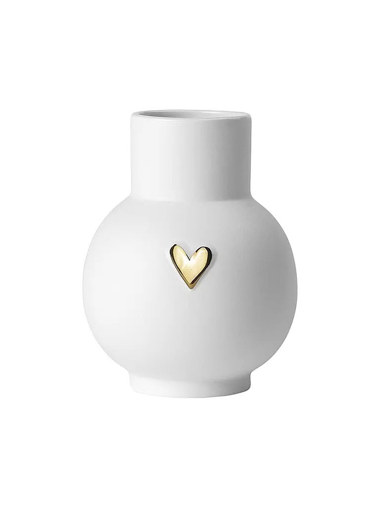 RAEDER | Jarrón esférico Corazón Oro | Blanco