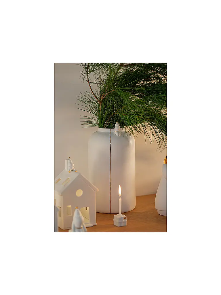 RAEDER | Jarrón navideño Flor de invierno de Papá Noel | Blanco