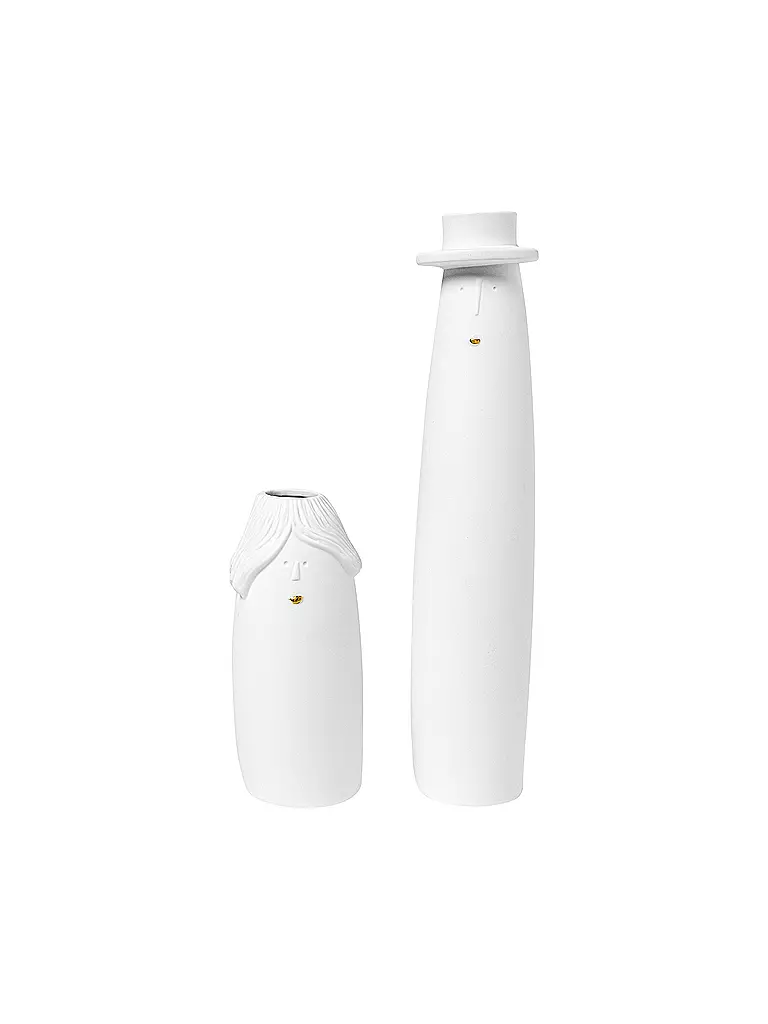 RAEDER | Juego de 2 jarrones FAMILIENBANDE 5x24cm Abuelo y Abuela Blanco | Blanco