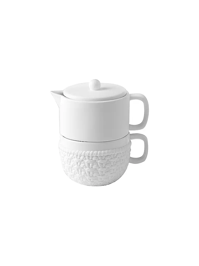 RAEDER | Kanne mit Tasse 9,5x14,5cm STRICK | Blanco