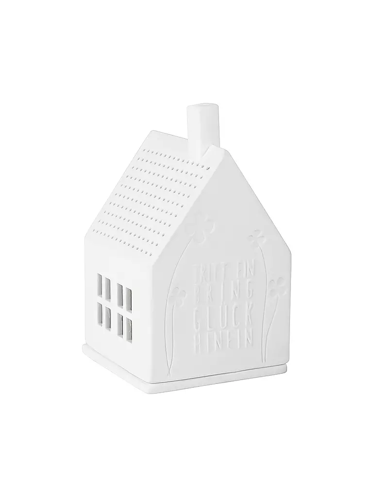 RAEDER | LIVING Lichthaus Tritt ein bring Glück hinein 7x7x13cm | Blanco