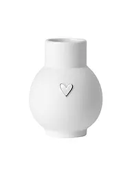 RAEDER | Mini jarrón esférico corazón plata | Blanco