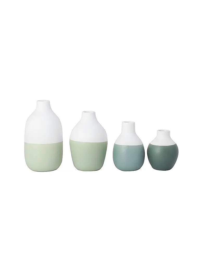 RAEDER | Mini jarrones de botella, juego de 4, verde | Verde claro