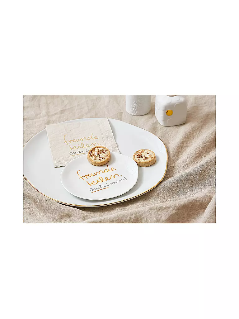 RAEDER | Plato 14cm pequeño Amigos Comparten también comen | Blanco