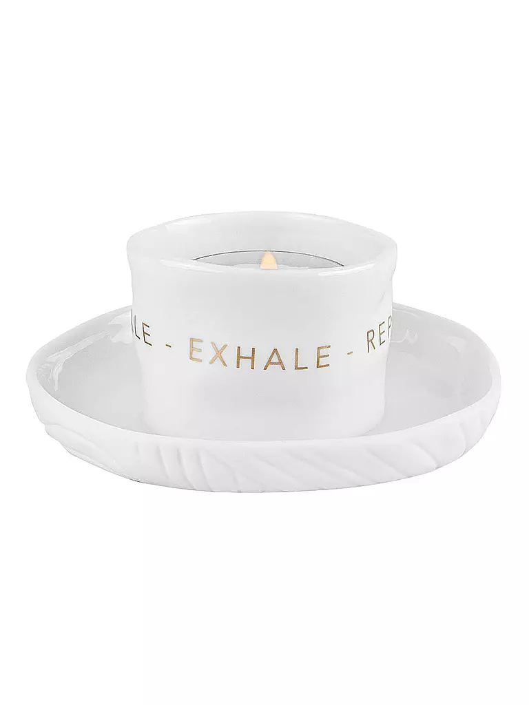 RAEDER | Portavelas 9x4,5cm Zen Spirit INHALE EXHALE | Blanco