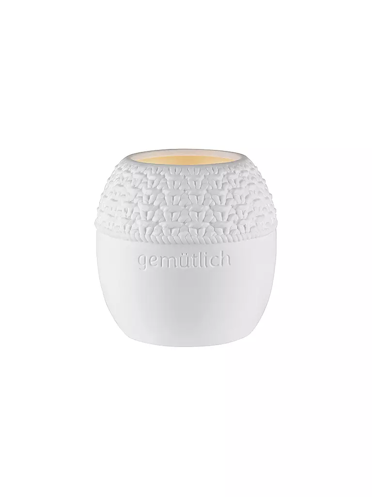 RAEDER | Portavelas de punto - Acogedor | Blanco