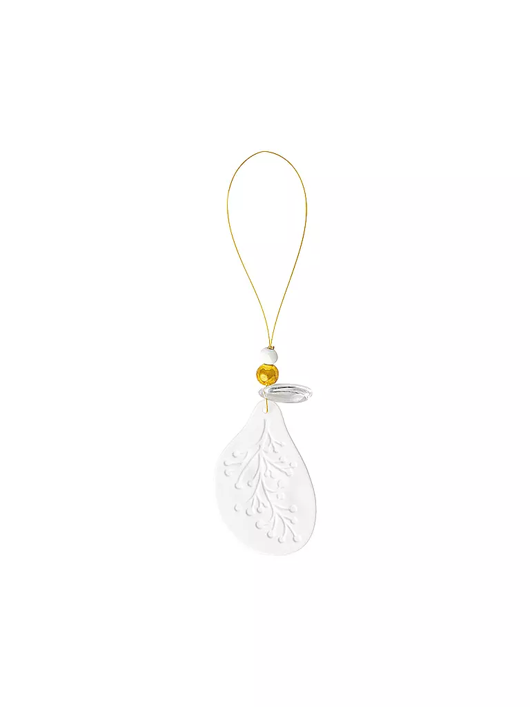 RAEDER | Porzellanornament 7x4,3cm WINTERZAUBER Zweig | Blanco