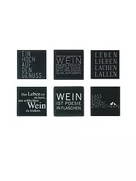 RAEDER | Posavasos Juego de 6 WEIN TEXTO 10x10cm Negro | Negro