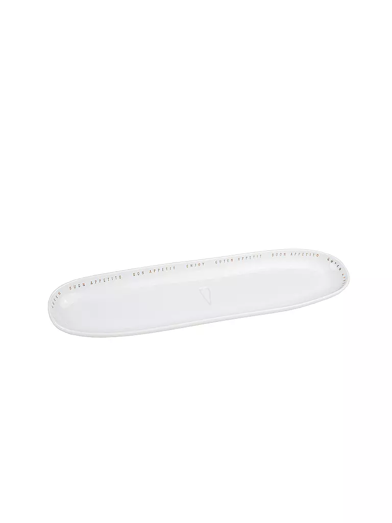 RAEDER | Servierplatte Guten Appetit 40x10x2,3cm | Blanco
