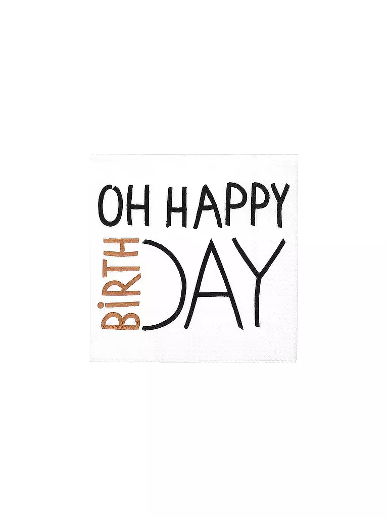 RAEDER | Servilletas de almuerzo 33x33cm OH HAPPY BIRTHDAY | Blanco