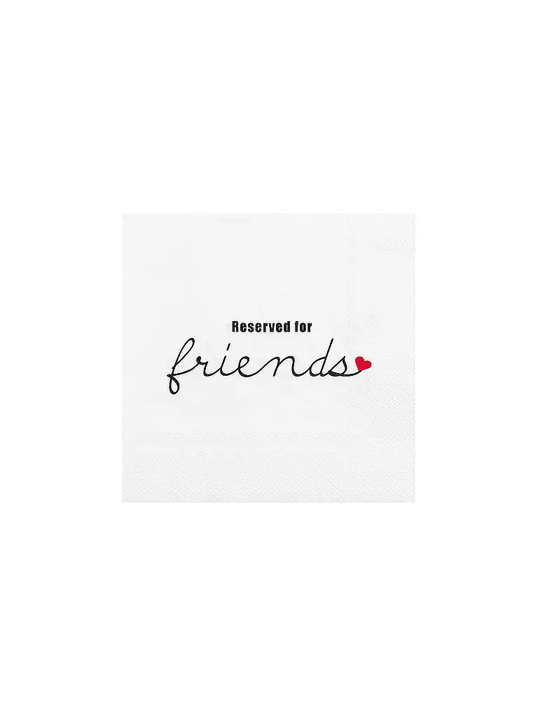 RAEDER | Servilletas de almuerzo 33x33cm RESERVADO PARA AMIGOS | Blanco