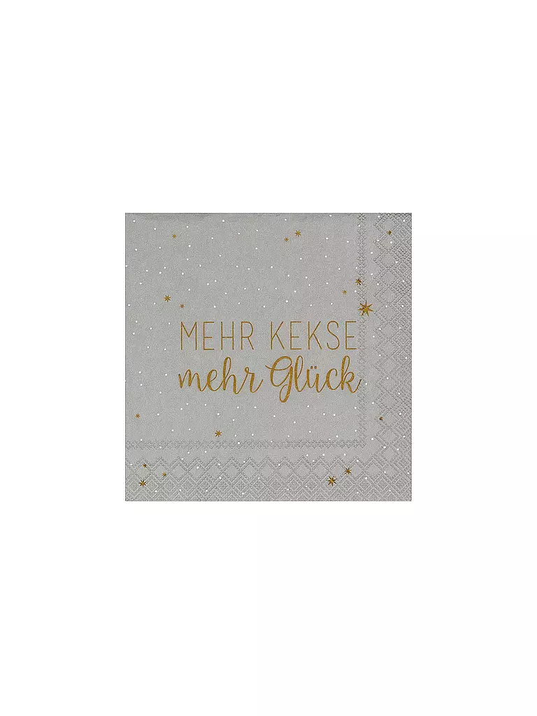 RAEDER | Servilletas navideñas 25x25cm MÁS GALLETAS MÁS FELICIDAD | Gris claro