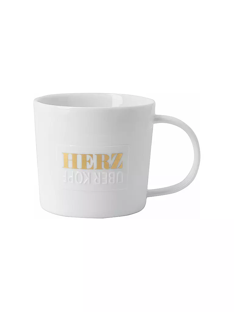 RAEDER | Taza - Taza de poesía 320ml Corazón sobre botón | Blanco