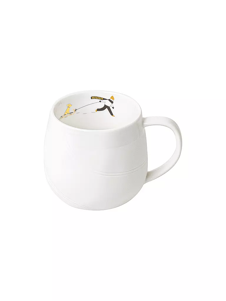 RAEDER | Taza 7,5cm SCHNEETAG Trineo de perros | Blanco