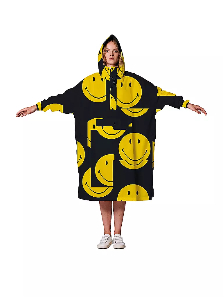 RAINKISS | Chaqueta de lluvia - Poncho de lluvia ALL SMILES | Negro