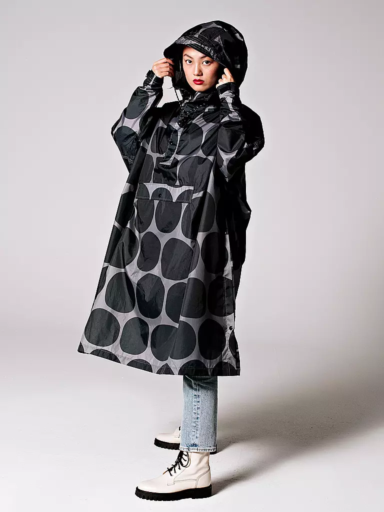 RAINKISS | Chaqueta de lluvia - Poncho de lluvia Black Polka | Negro