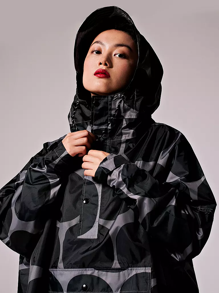 RAINKISS | Chaqueta de lluvia - Poncho de lluvia Black Polka | 