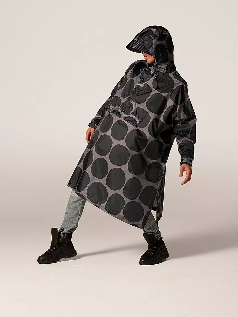 RAINKISS | Chaqueta de lluvia - Poncho de lluvia Black Polka | 
