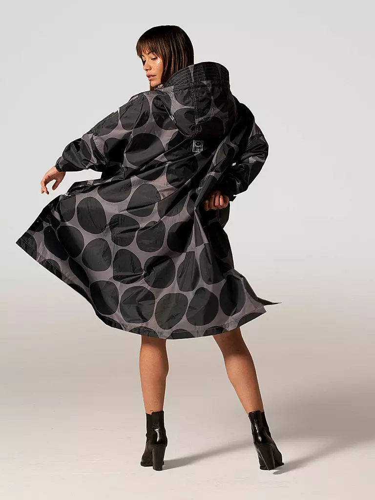 RAINKISS | Chaqueta de lluvia - Poncho de lluvia Black Polka | 