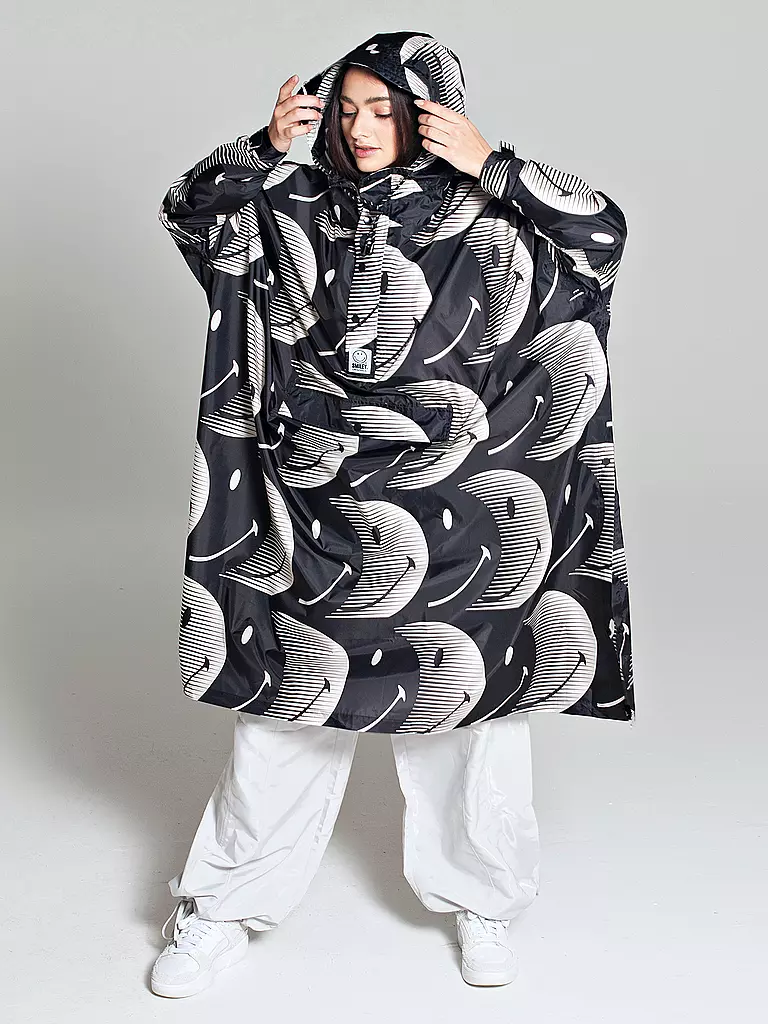 RAINKISS | Chaqueta de lluvia - Poncho de lluvia HALF MOON SMILE | Negro