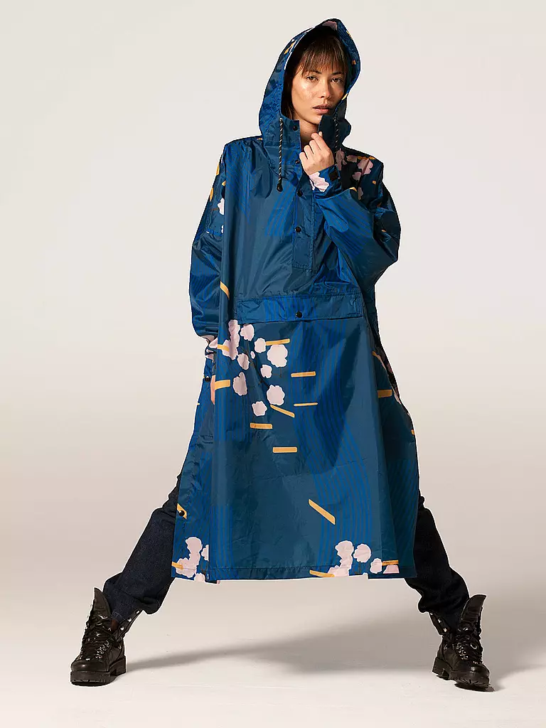 RAINKISS | Chaqueta de lluvia - Poncho de lluvia Japanese Blossom | Azul
