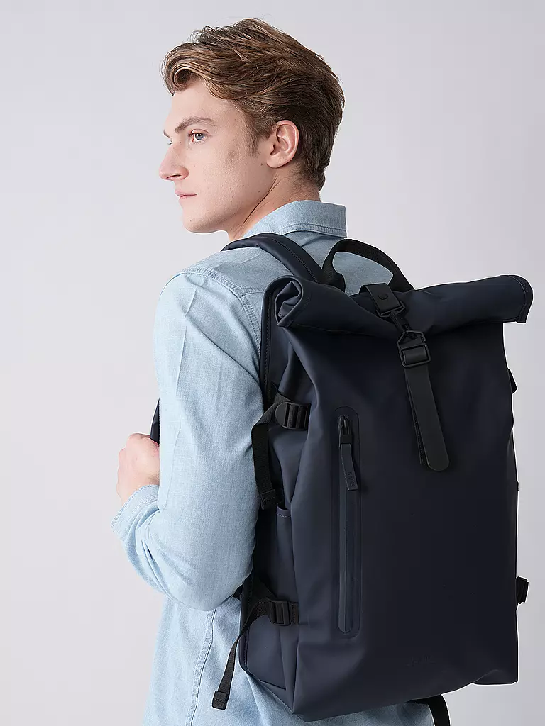 RAINS | Mochila Rolltop Large | Azul