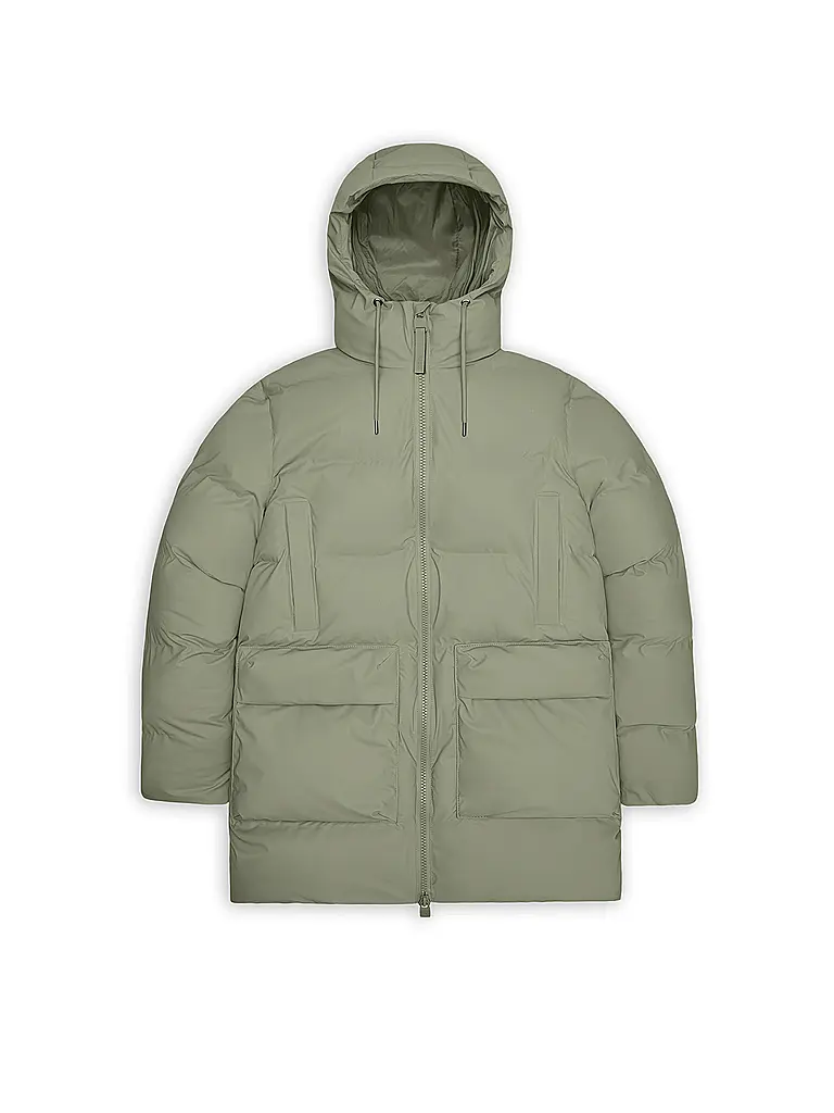 RAINS | Parka ALTA LONG PUFFER CARGO J | Verde claro