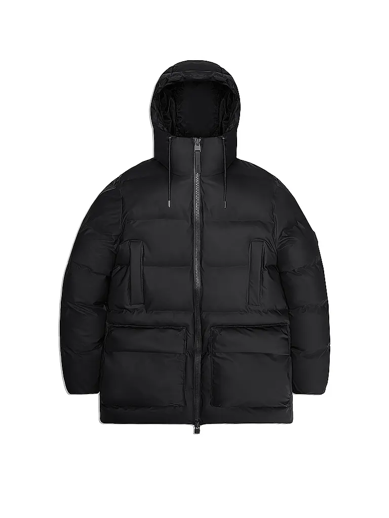 RAINS | Parka ALTA LONG PUFFER CARGO J | Negro