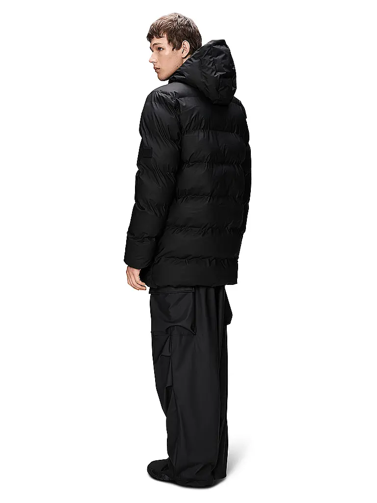 RAINS | Parka ALTA LONG PUFFER CARGO J | Negro