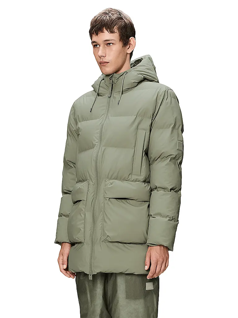 RAINS | Parka ALTA LONG PUFFER CARGO J | Verde claro