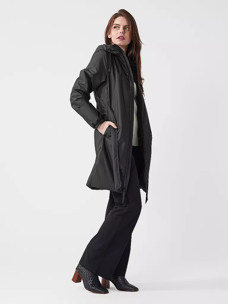 RAINS | Regenjacke LOHJA LONG INSULTED CURVED JACKET  | Negro