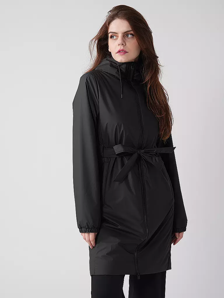 RAINS | Regenjacke LOHJA LONG INSULTED CURVED JACKET  | Negro