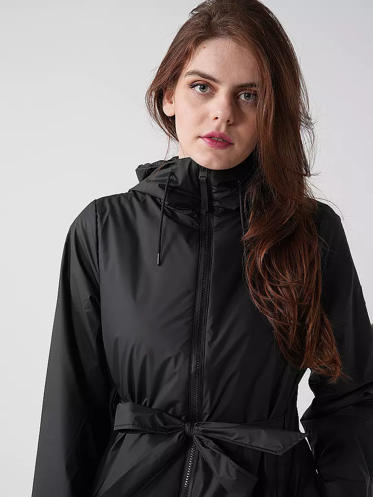 RAINS | Regenjacke LOHJA LONG INSULTED CURVED JACKET  | Negro