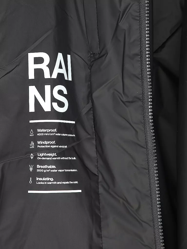 RAINS | Regenjacke LOHJA LONG INSULTED CURVED JACKET  | Negro