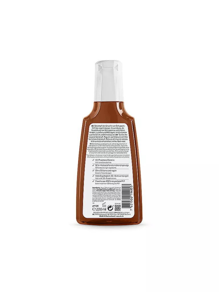 RAUSCH | Champú anticaspa con tusílago 200 ml | Sin color