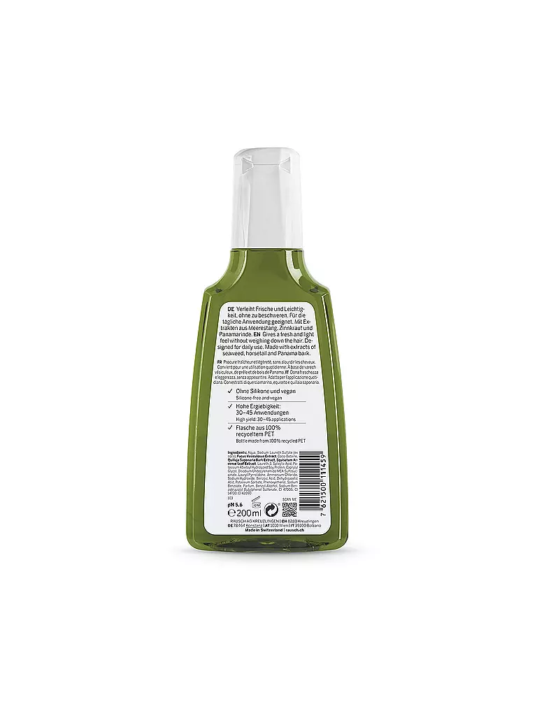 RAUSCH | Champú Antigrasa con Algas Marinas 200ml | Sin color