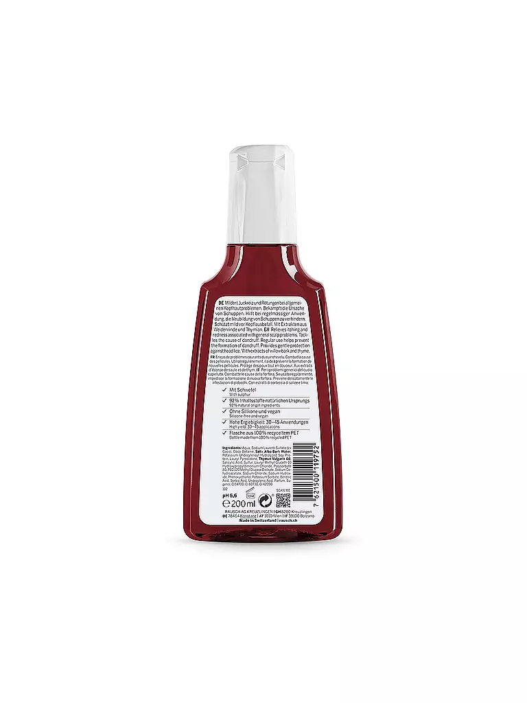 RAUSCH | Champú especial con corteza de sauce 200ml | Sin color