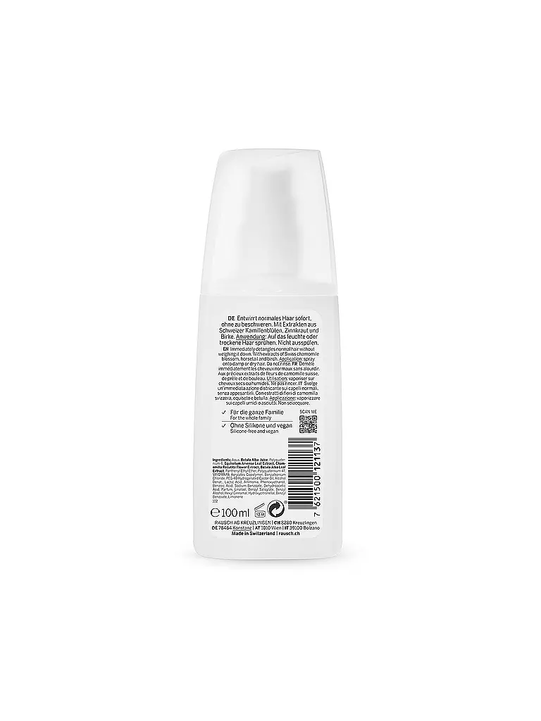 RAUSCH | Spray desenredante con hierbas suizas 100ml | Sin color