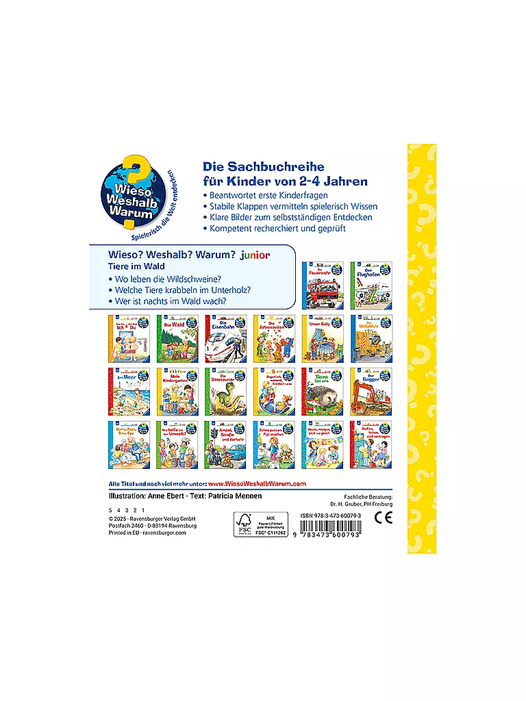 RAVENSBURGER | Libro - Wieso Weshalb Warum Junior - Animales en el bosque, Patrizia Mennen | Sin color