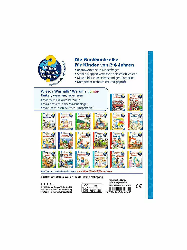 RAVENSBURGER | Libro - Wieso Weshalb Warum Junior - Llenar el tanque, lavar, reparar | Sin color