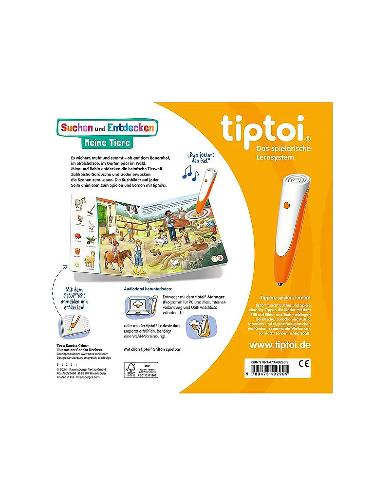 RAVENSBURGER | TIPTOI Buscar y Descubrir - Mis Animales | Multicolor