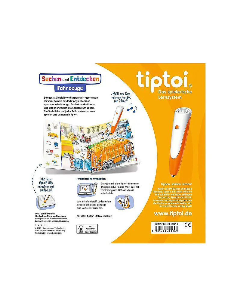 RAVENSBURGER | TIPTOI Buscar y Descubrir - Vehículos | Multicolor